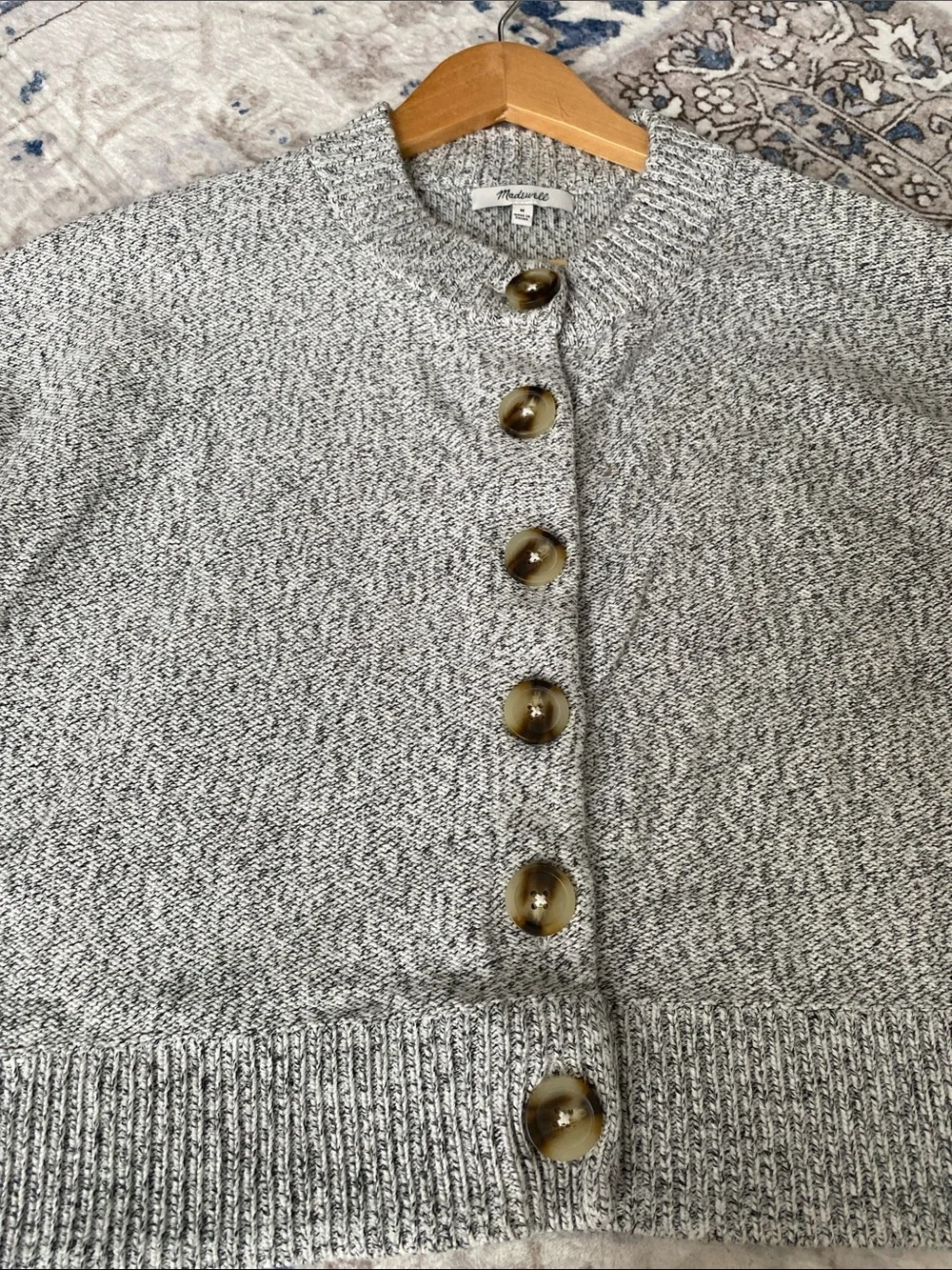 Madewell Light Heather Gray Button-Front Cardigan Sweater